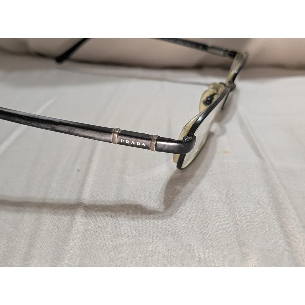 Mens Unisex Prada Eyeglasses Full Frame Wire Rim Rectangle Black VPR 65G 1B0-101